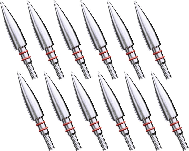 MOLFUJ MOLFUZ 12pcs Archery Field Points 100/125/150/200/300 Grain, Stainless Steel Screw-in Practice Arrow Tips for Recurve, Compound Crossbow, Hunting and Target Shooting - Image 1